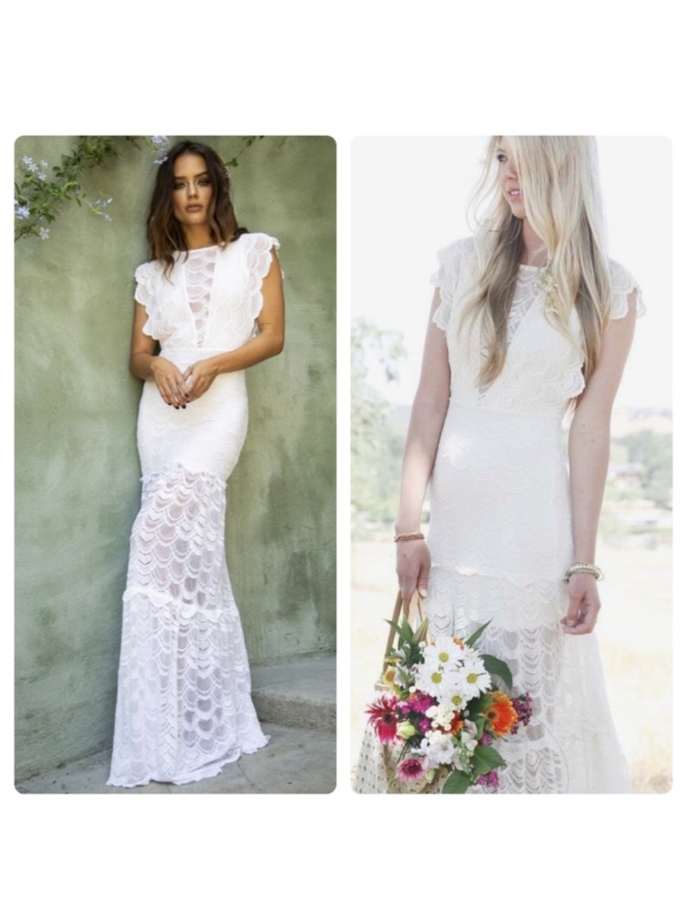 NightCap Clothing Caletto Victorian Lace Wedding Maxi Dress Size Small in white